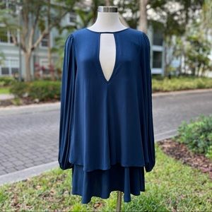 Free People Blue Beck Dress Size S 4 6 Swing Layered Bohemian Trendy Y2K Swiftie